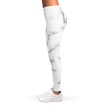 White Grey Smoke Marble Print Women's Leggings
