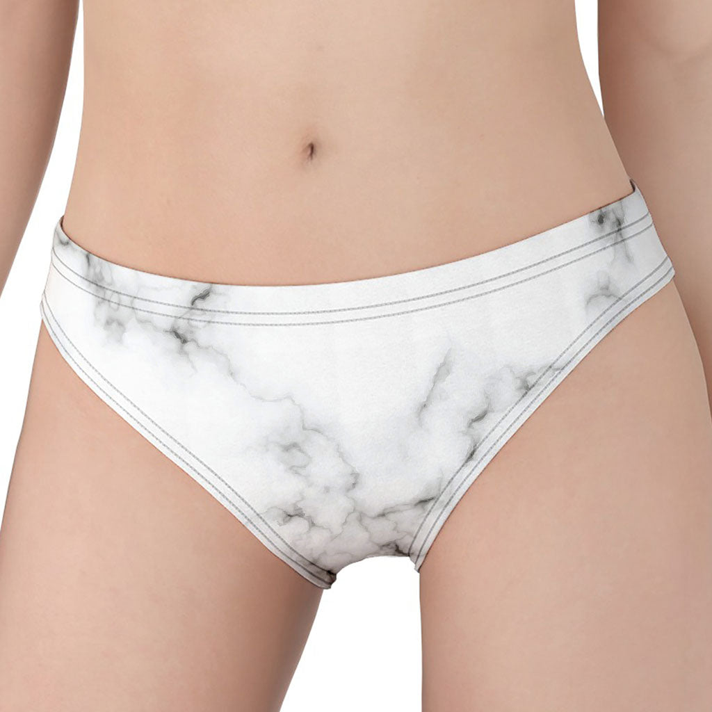 White Grey Smoke Marble Print Women's Panties