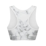 White Grey Smoke Marble Print Women's Sports Bra