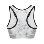 White Grey Smoke Marble Print Women's Sports Bra