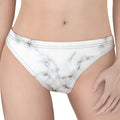 White Grey Smoke Marble Print Women's Thong