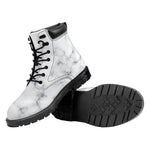 White Grey Smoke Marble Print Work Boots