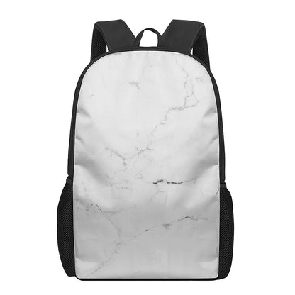 White Grunge Marble Print 17 Inch Backpack