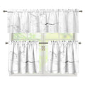 White Grunge Marble Print 3 Piece Kitchen Curtains