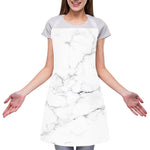 White Grunge Marble Print Adjustable Apron