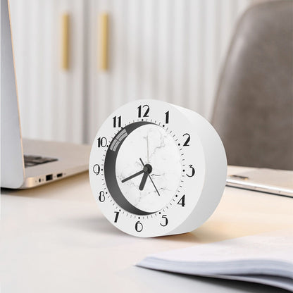 White Grunge Marble Print Alarm Clock