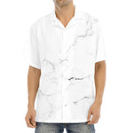 White Grunge Marble Print Aloha Shirt