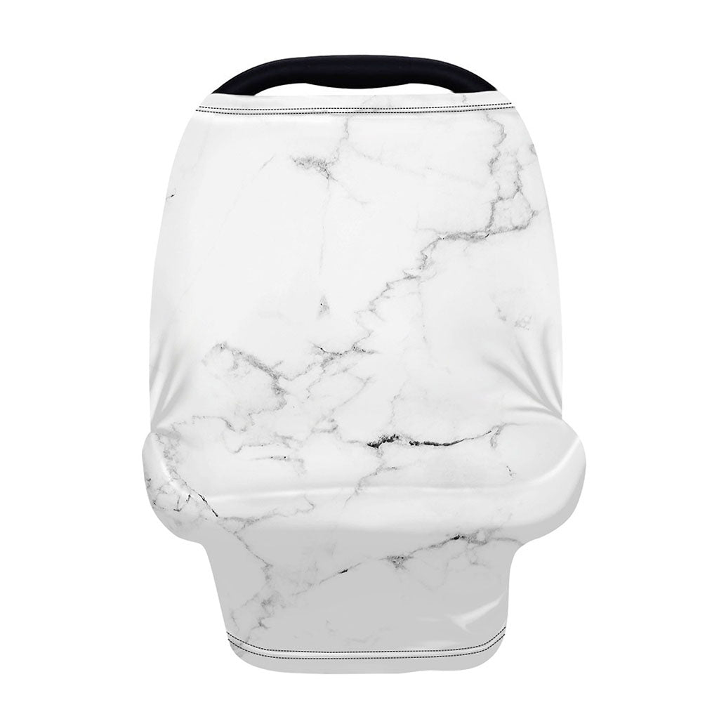 White Grunge Marble Print Baby Seat Cover
