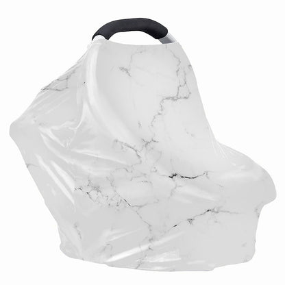 White Grunge Marble Print Baby Seat Cover