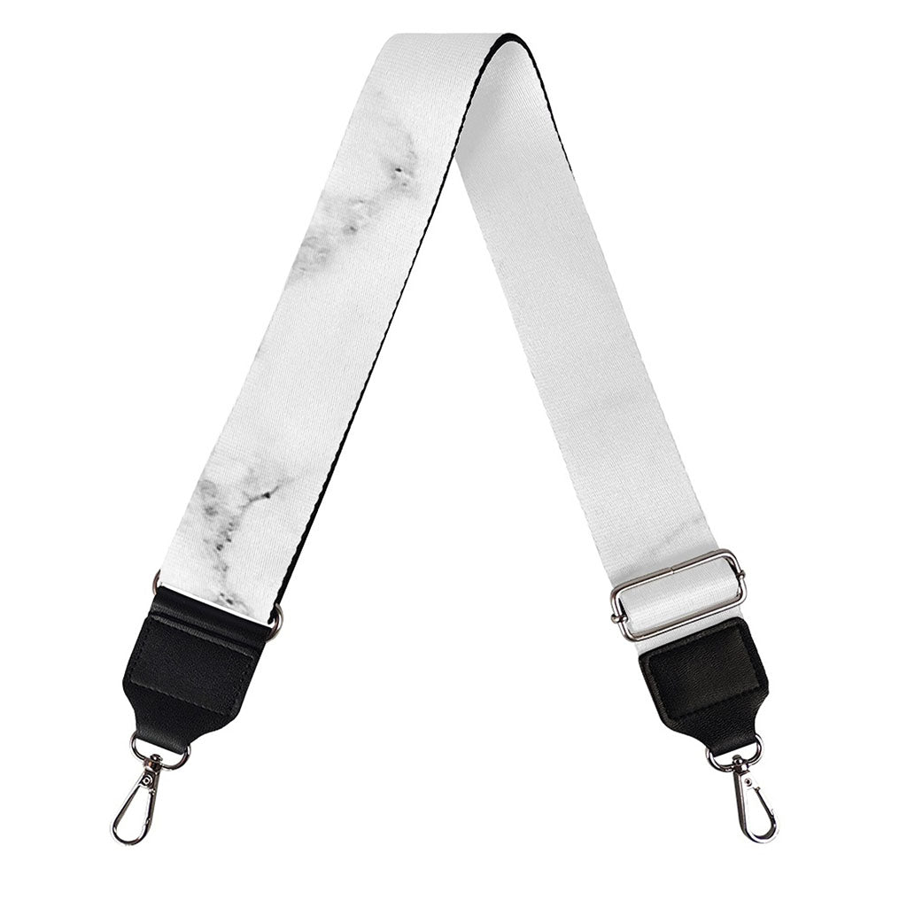 White Grunge Marble Print Bag Strap