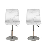 White Grunge Marble Print Bar Stool Covers