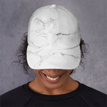 White Grunge Marble Print Baseball Cap