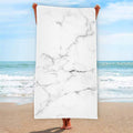 White Grunge Marble Print Beach Towel