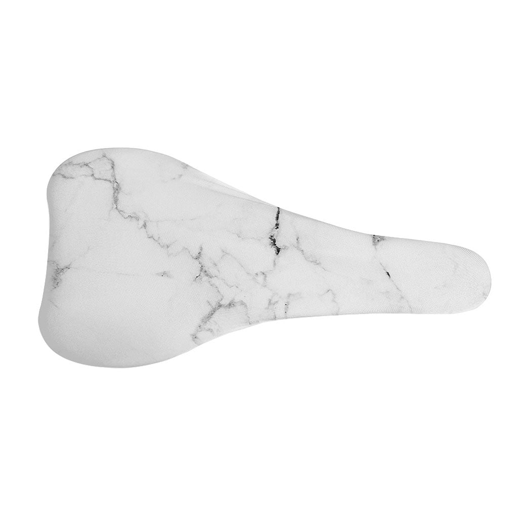 White Grunge Marble Print Bicycle Seat Cover