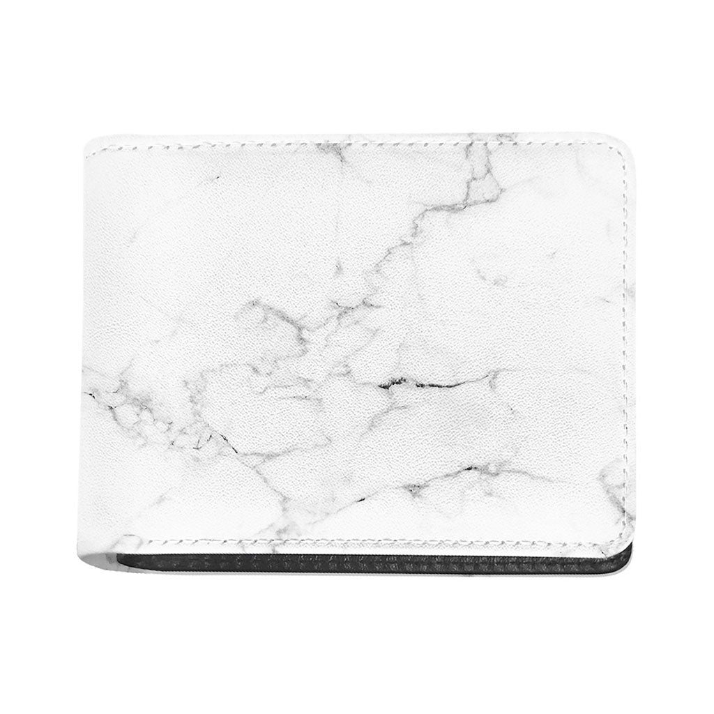 White Grunge Marble Print Bifold Wallet