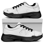 White Grunge Marble Print Black Chunky Shoes