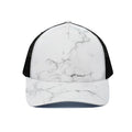 White Grunge Marble Print Black Mesh Trucker Hat