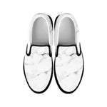 White Grunge Marble Print Black Slip On Sneakers