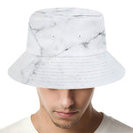 White Grunge Marble Print Bucket Hat