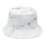 White Grunge Marble Print Bucket Hat
