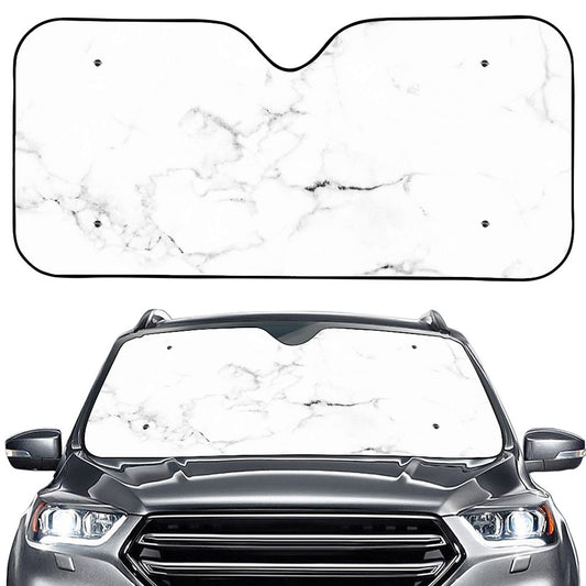 White Grunge Marble Print Car Windshield Sun Shade