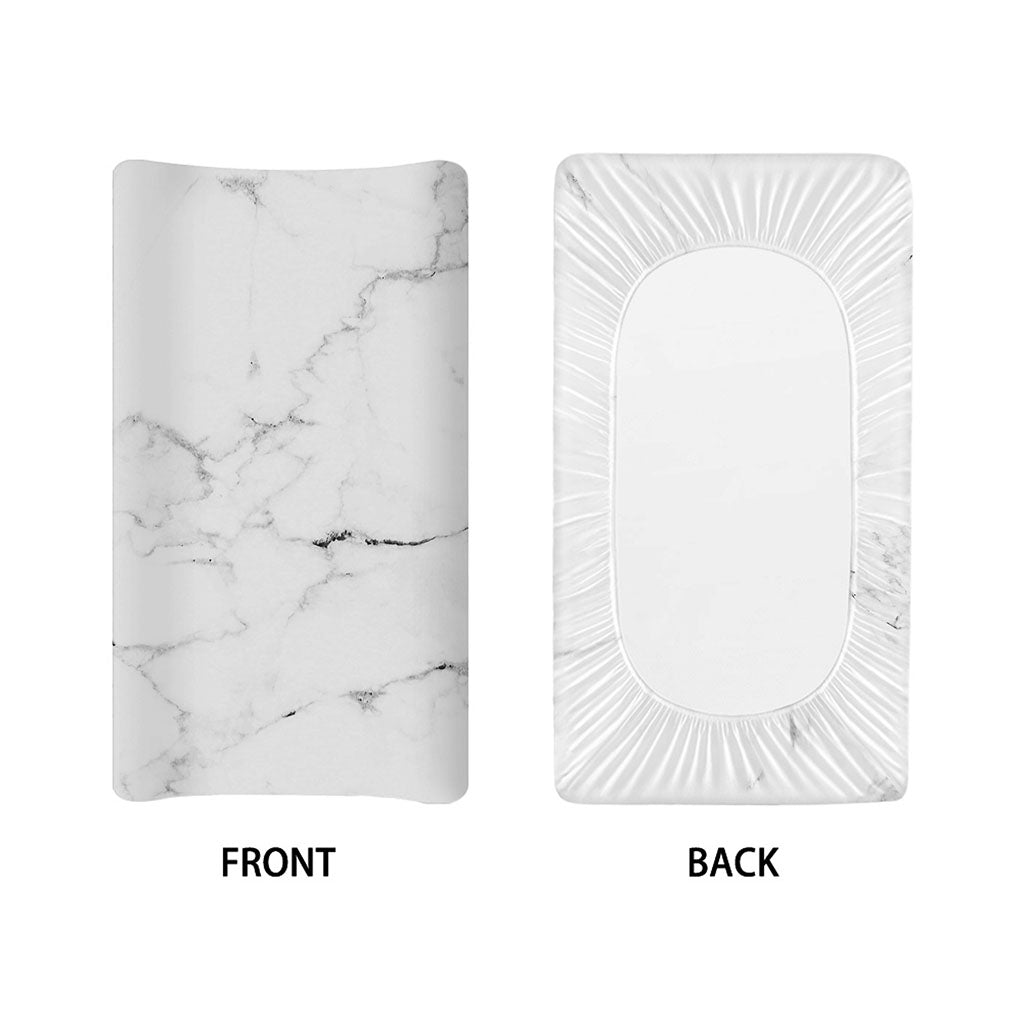 White Grunge Marble Print Changing Pad Cover