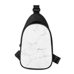 White Grunge Marble Print Chest Bag