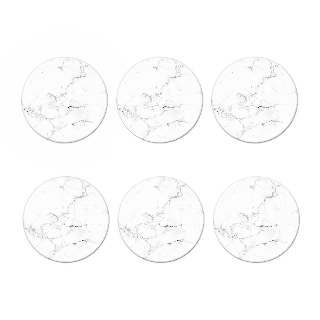 White Grunge Marble Print Coaster Set
