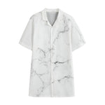 White Grunge Marble Print Cotton Hawaiian Shirt