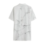 White Grunge Marble Print Cotton Hawaiian Shirt