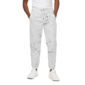 White Grunge Marble Print Cotton Sweatpants
