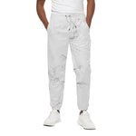 White Grunge Marble Print Cotton Pants