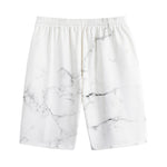 White Grunge Marble Print Cotton Shorts