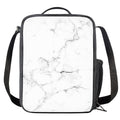 White Grunge Marble Print Crossbody Lunch Bag