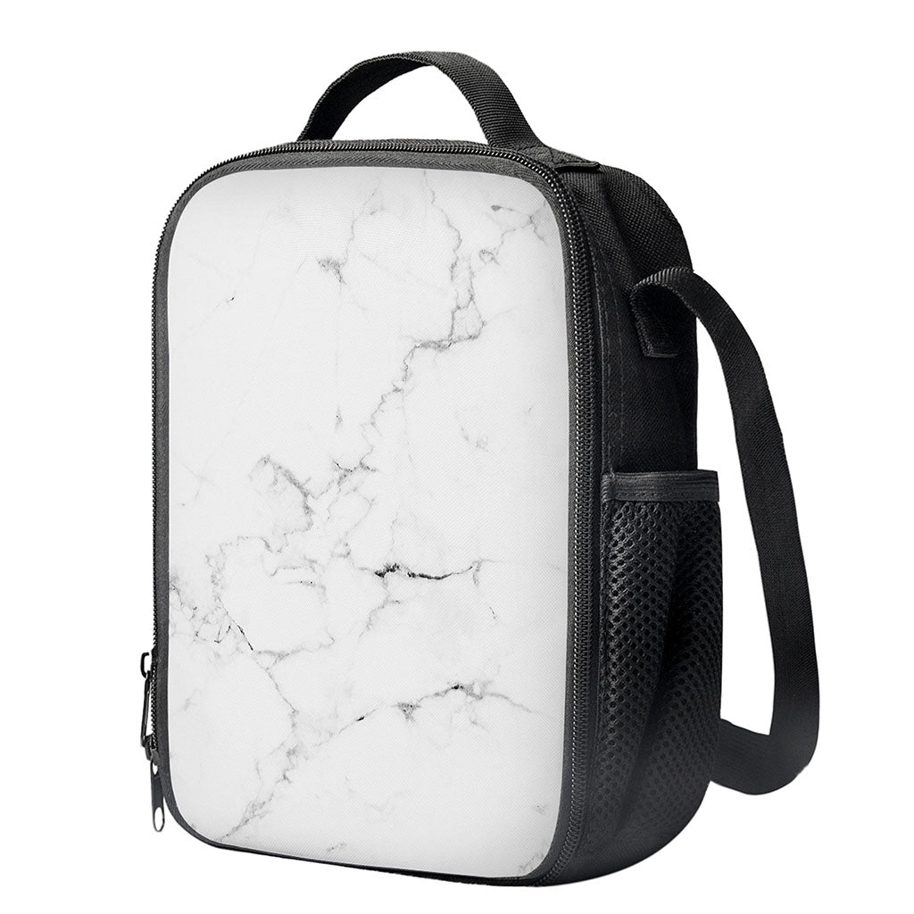 White Grunge Marble Print Crossbody Lunch Bag