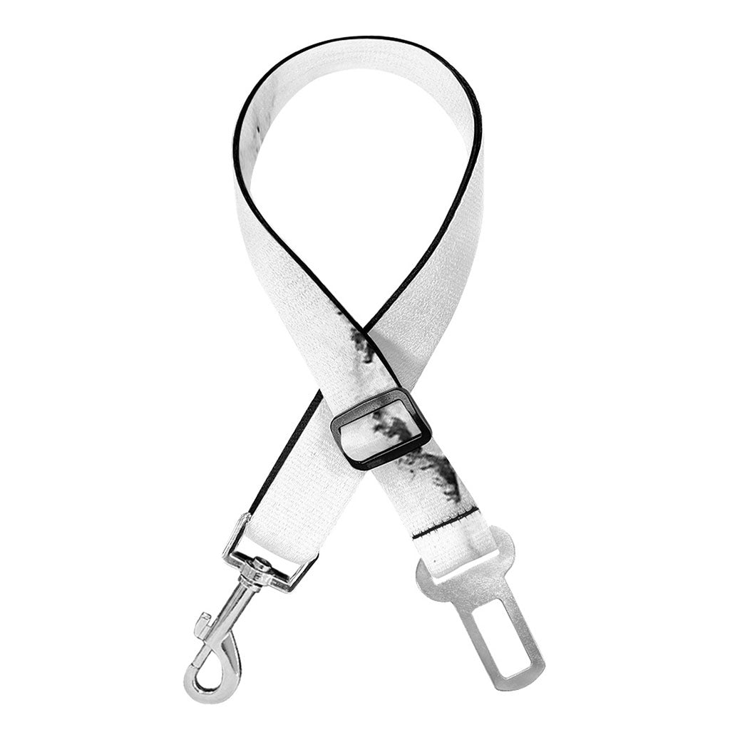 White Grunge Marble Print Dog Seat Belt