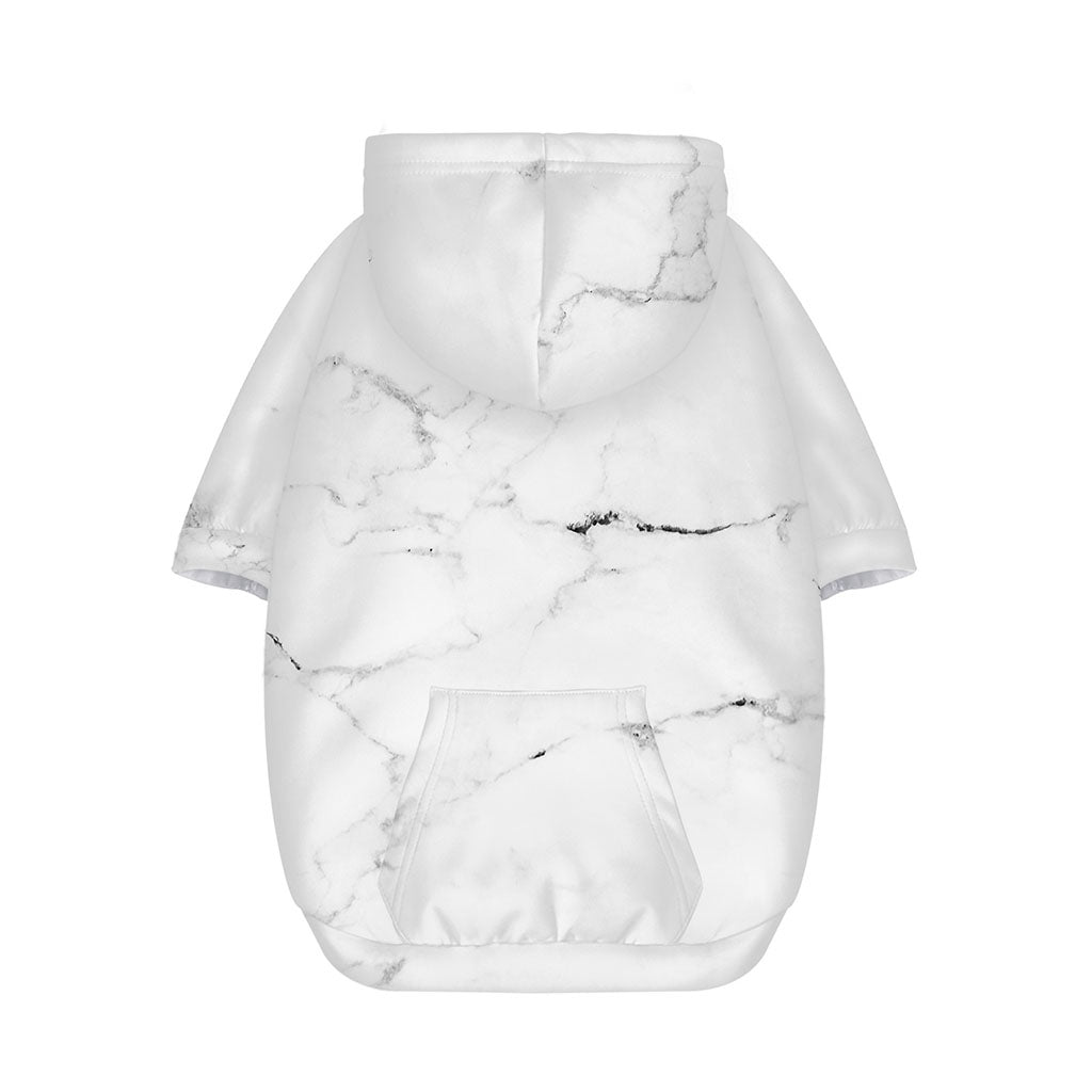 White Grunge Marble Print Dog Zip Up Hoodie
