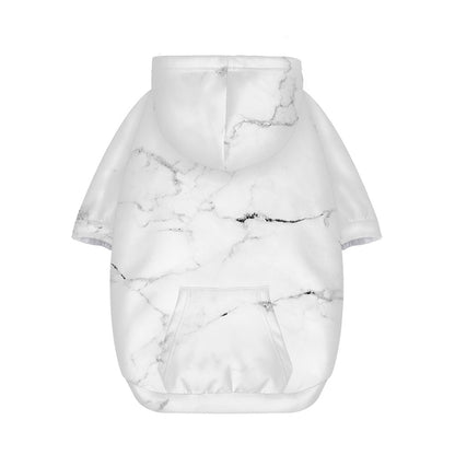 White Grunge Marble Print Dog Zip Up Hoodie