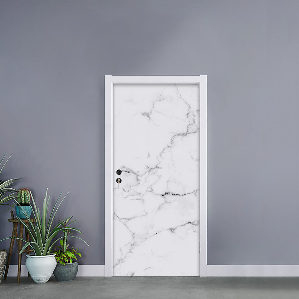 White Grunge Marble Print Door Sticker