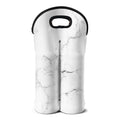 White Grunge Marble Print Double Neoprene Wine Tote