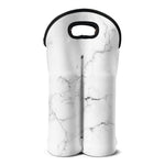 White Grunge Marble Print Double Neoprene Wine Tote