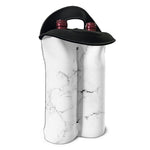 White Grunge Marble Print Double Neoprene Wine Tote
