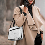 White Grunge Marble Print Double Strap Bible Bag