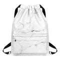 White Grunge Marble Print Drawstring Backpack
