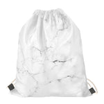 White Grunge Marble Print Drawstring Bag