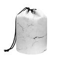 White Grunge Marble Print Drawstring Makeup Bag