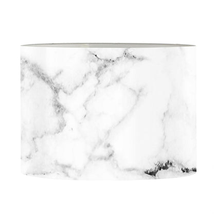 White Grunge Marble Print Drum Lamp Shade