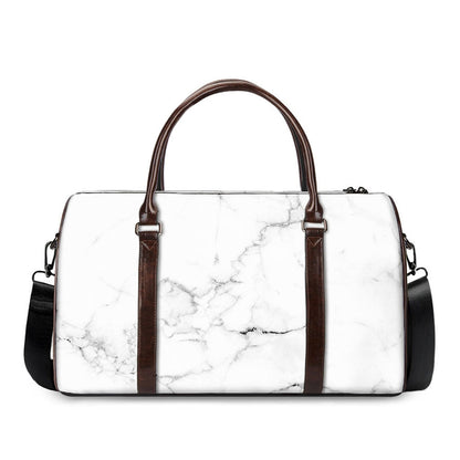 White Grunge Marble Print Duffle Bag