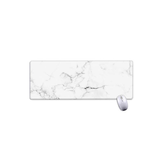 White Grunge Marble Print Extended Mouse Pad
