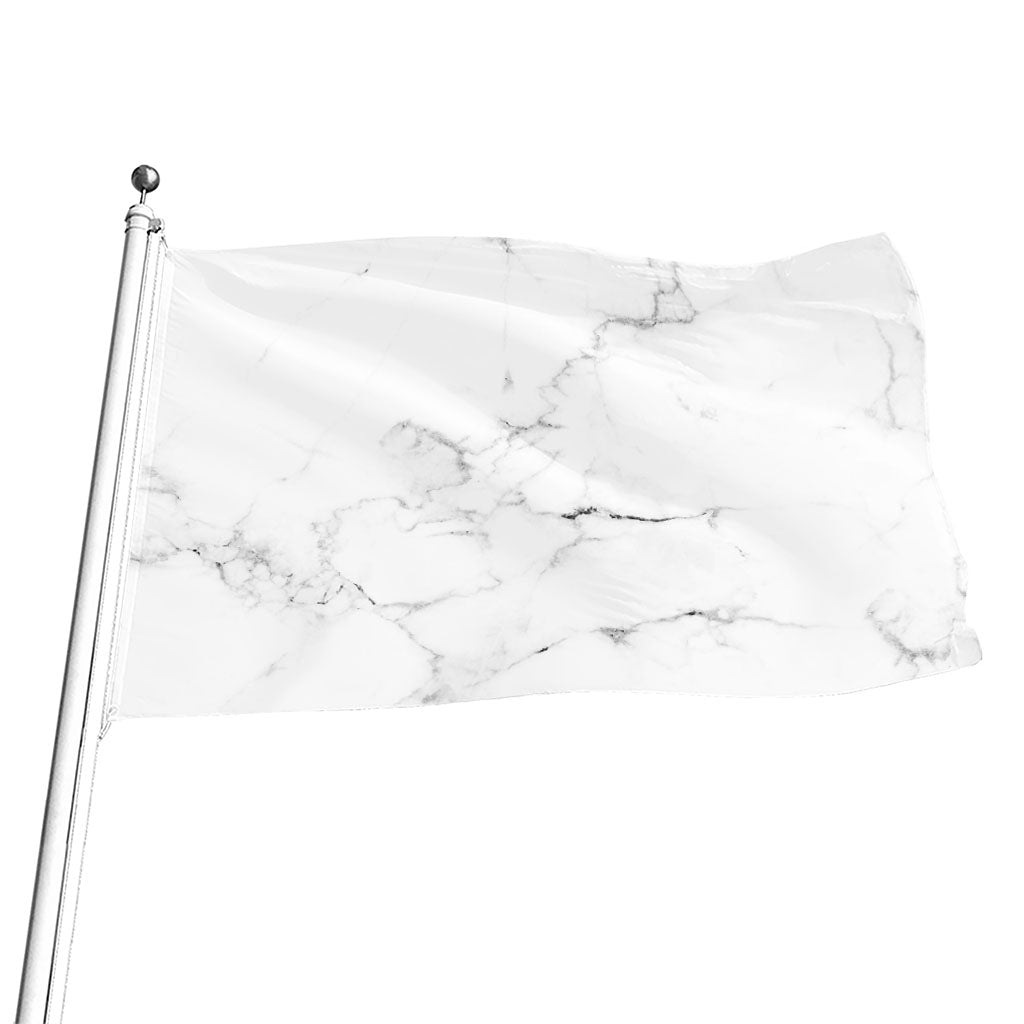 White Grunge Marble Print Flag